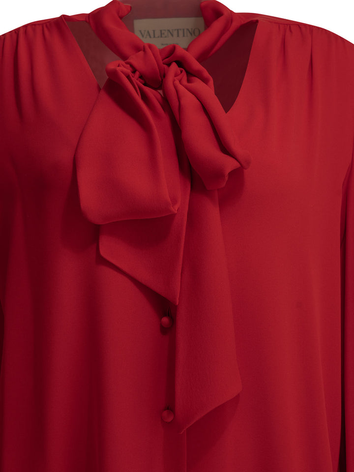 Valentino Silk Georgette Blouse Shirts - Rosso | 2d51e7e335f24b78e8200c65ccc43062eaa9500f