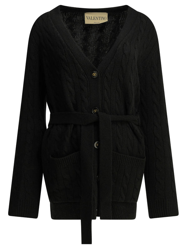 Cashmere Cable-Knit Cardigan Knitwear Nero