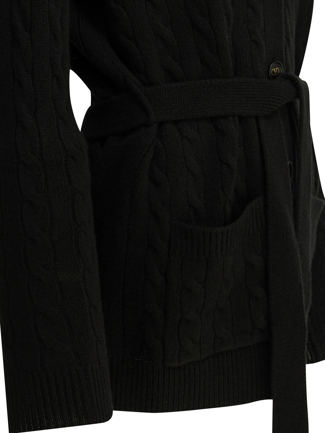 Valentino Cashmere Cable-Knit Cardigan Knitwear - Nero | 0e98f3af1fd211bd752ab4bd7f1b992870cb63b7