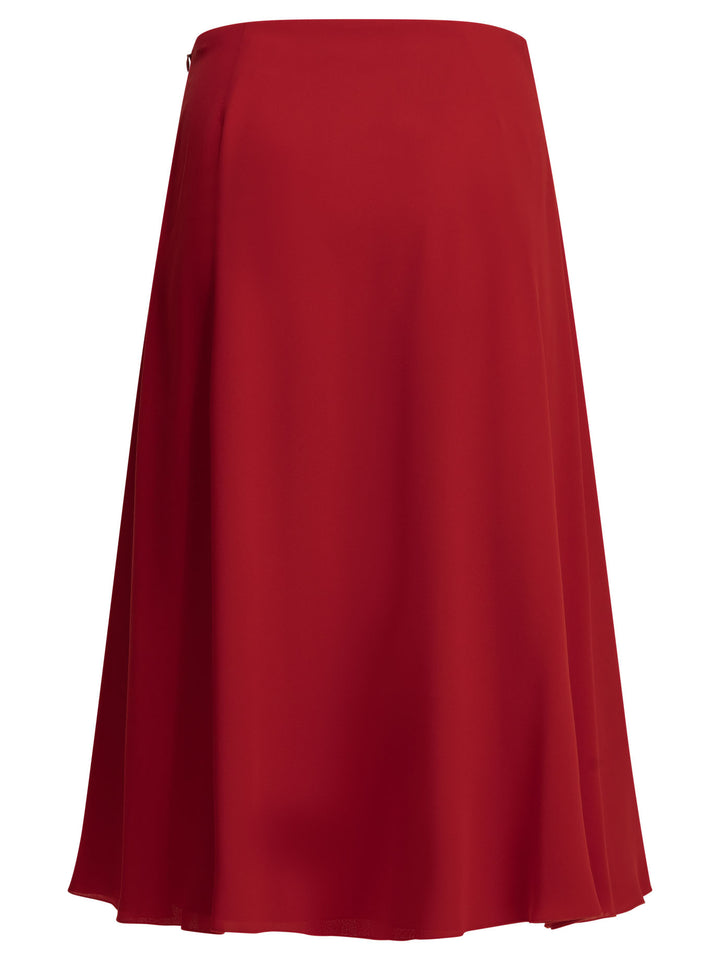 Valentino Flared Midi Skirt In Silk Gonne - Rosso | 797fca67bd7dc1f762abdca3c87620babe89def5
