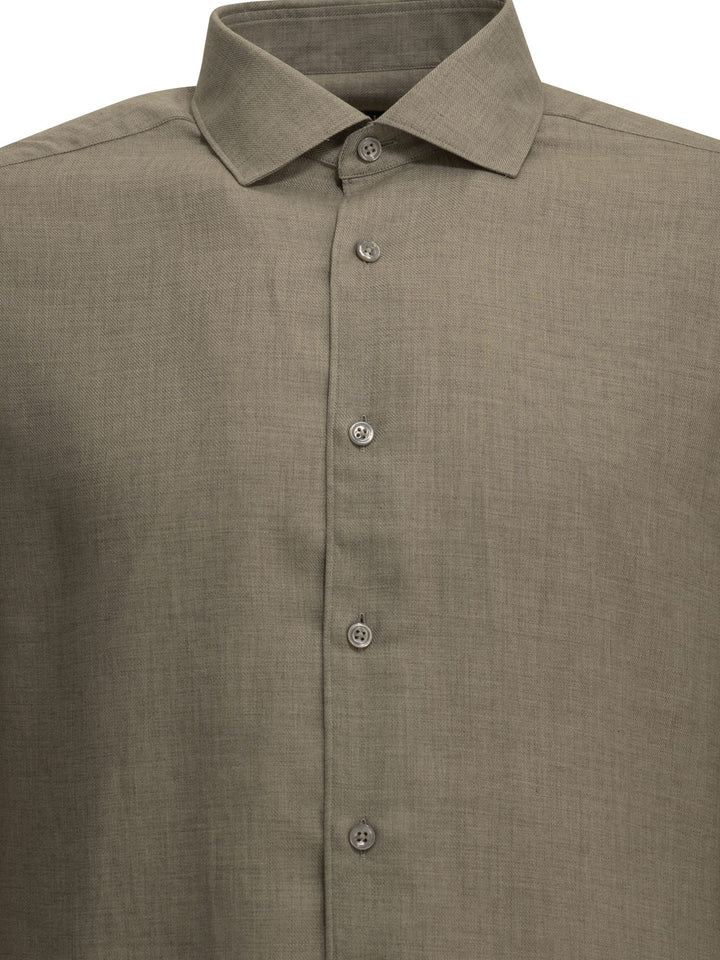 Zegna Casual Cotton-Cashmere Shirt Shirts - Beige | 36edef0f066136afaa5cfc9e5f77d03c2161a00b