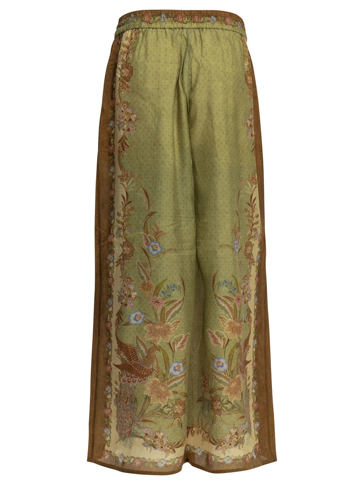 Zimmermann Indra Relaxed Trousers - Verde | 3838cd7f16299e1192f4a7f23a4290c93711bf53