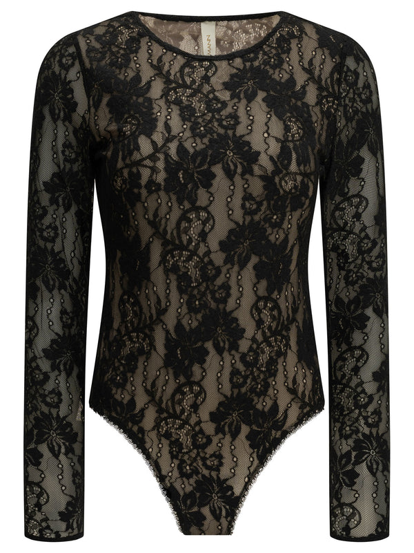Lace Bodysuit Top Nero