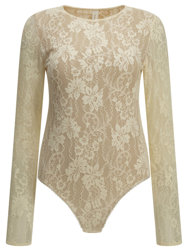 Lace Bodysuit Top Bianco
