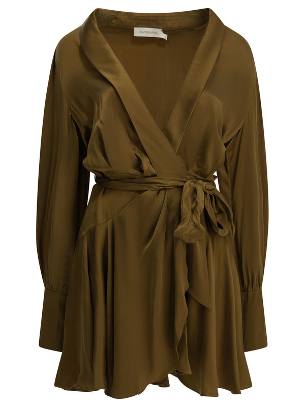 Short Wrap Dress Abiti Marrone