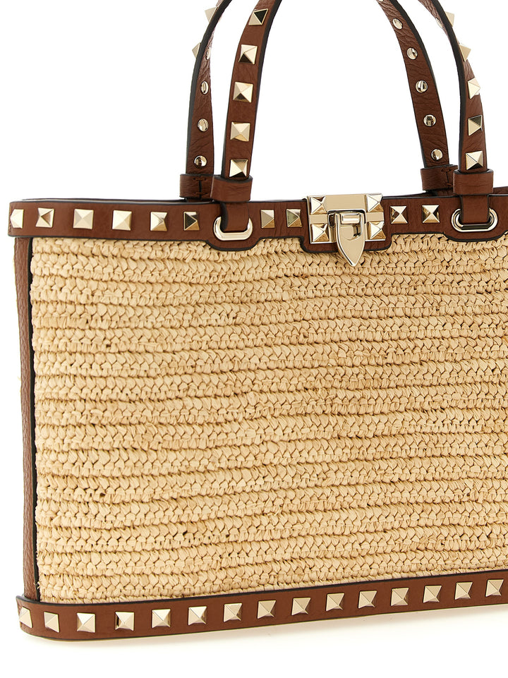 Valentino Garavani Rockstud Tote - Beige | d84b6293e05dda1f548468e53b57531fce4ea577