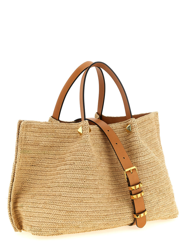 Valentino Garavani Shopping Valentino Garavani Medium Raffia Tote - Beige | 3bcd793439df11f61d584560bbb8638167a1e6ca