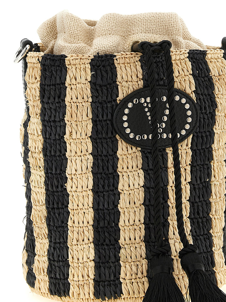 Valentino Garavani Valentino Garavani Raffia Small Bucket Bag Borse a Spalla e Tracolla - Nero | e6cc537849e9b04444afc708aed812cbb443082b