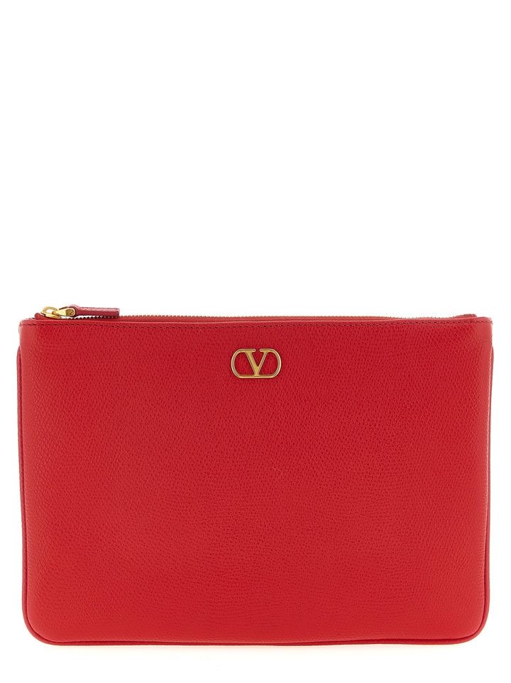 Valentino Garavani Valentino Garavani Vlogo Signature  Bag Clutch - Rosso | 45b6324326f83ce23823b3a8d66cb1436241a866