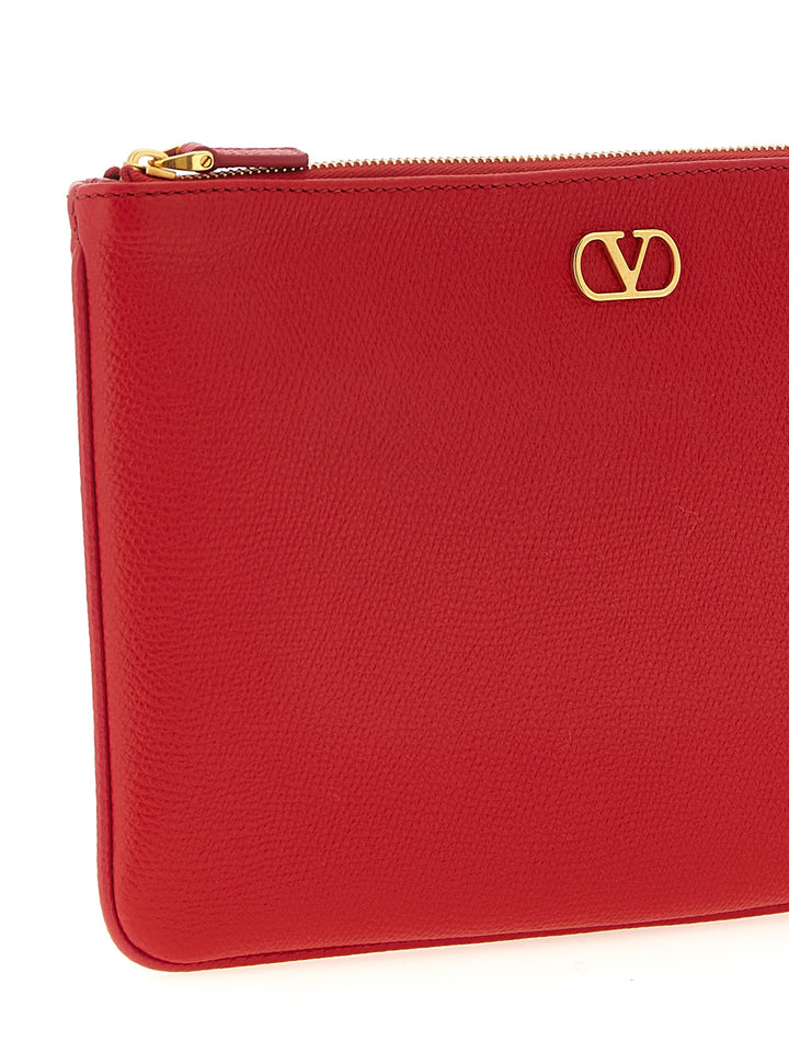 Valentino Garavani Valentino Garavani Vlogo Signature  Bag Clutch - Rosso | d486ef569c9c01f18d46cde43278953a2d2d4f7c