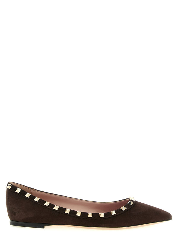 Rockstud Flat Shoes Marrone
