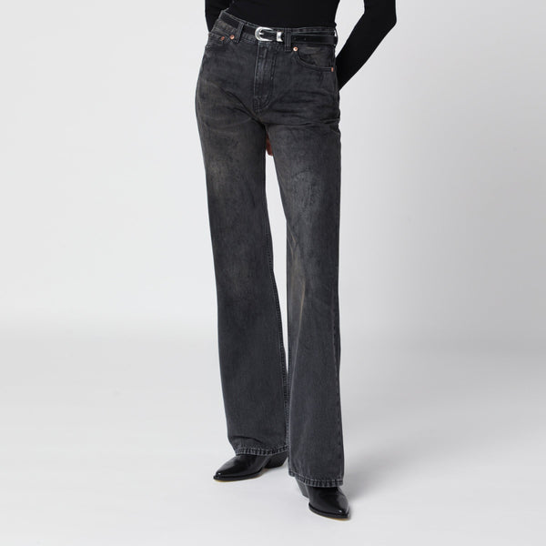 Schwarze Jeans mit Wascheffekt im Boot-Cut