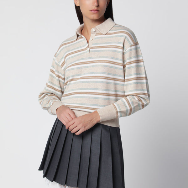 Collegiate Stripe Polo Sweater Sandstone