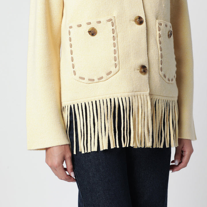 Guest In Residence Veste à Franges Western Couleur Beurre