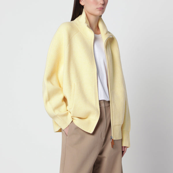 Zip-Up Cardigan aus Kaschmir und Wolle in Buttergelb