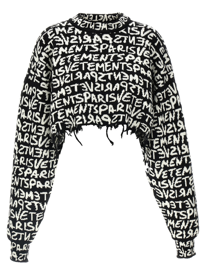 Vetements Vetements Paris Monogram Maglioni - Bianco/Nero | dd67ba9a182d7a0d274afe7ded2f7803c36bda67