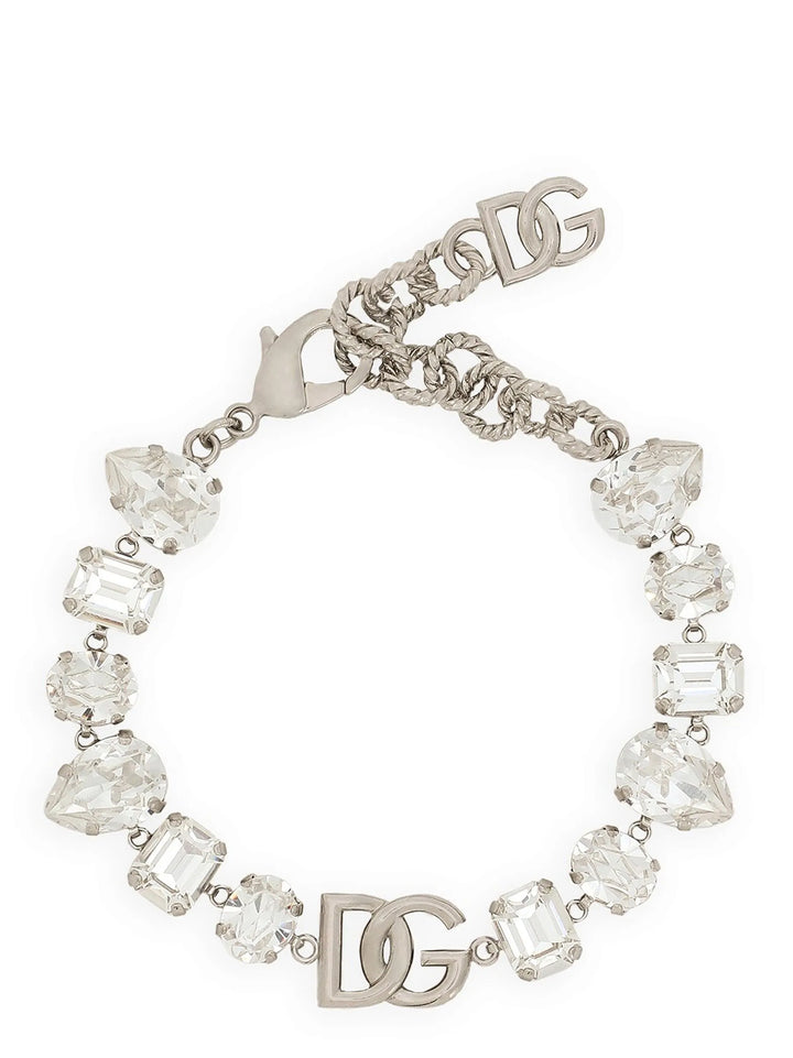 Dolce & Gabbana Bracelet With Rhinestones And Logo Gioielli - Silver | b71d6f5a17343cb45cbbc549b128bca41b73ccd8