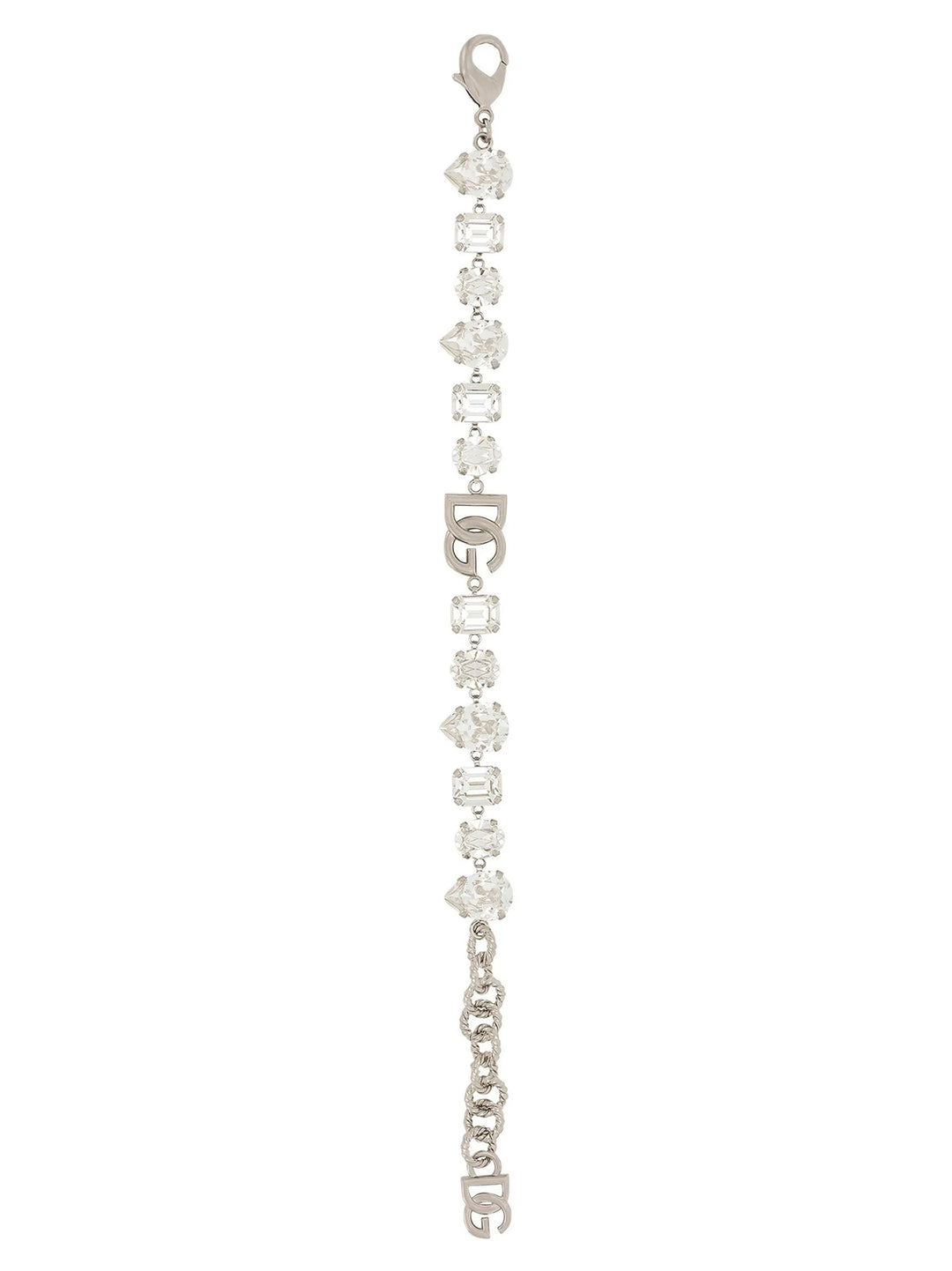 Dolce & Gabbana Bracelet With Rhinestones And Logo Gioielli - Silver | 01c3bfa6fc7257a53ae2b668fb924594a6497f6c