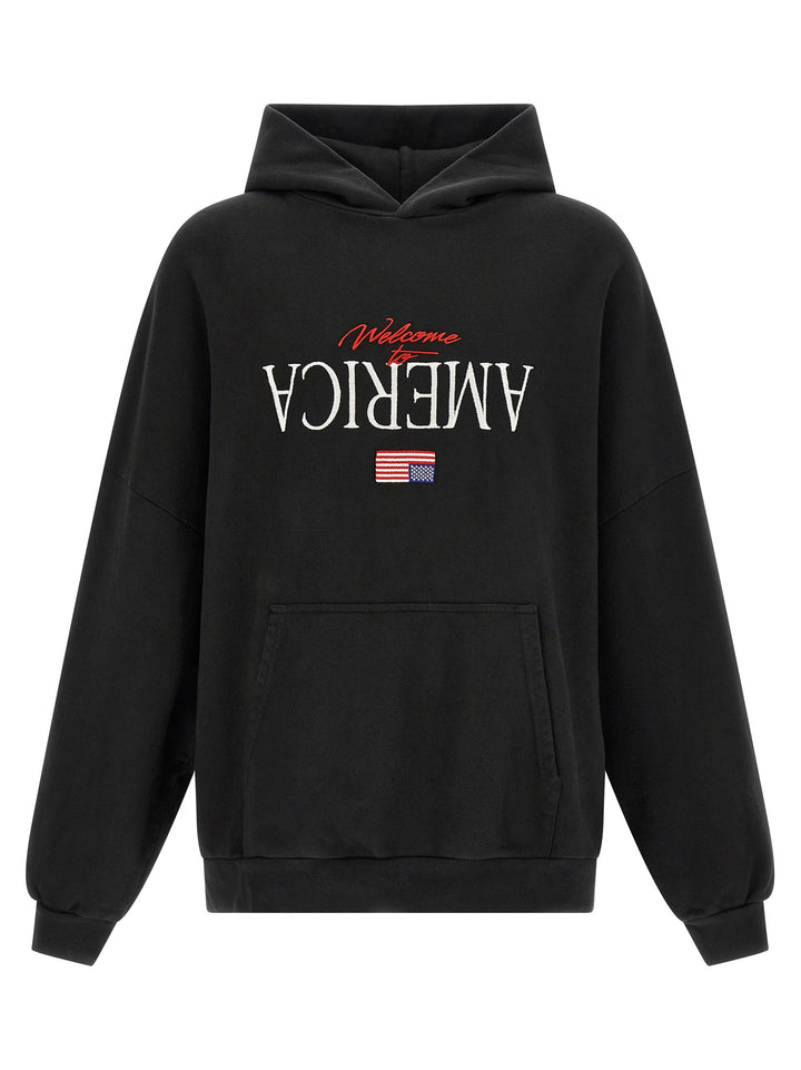 Willy Chavarria Welcome To America-Hooligan Felpe - Nero | 3b1bd590d84adbb0a6b8d14969d1974e000414ab