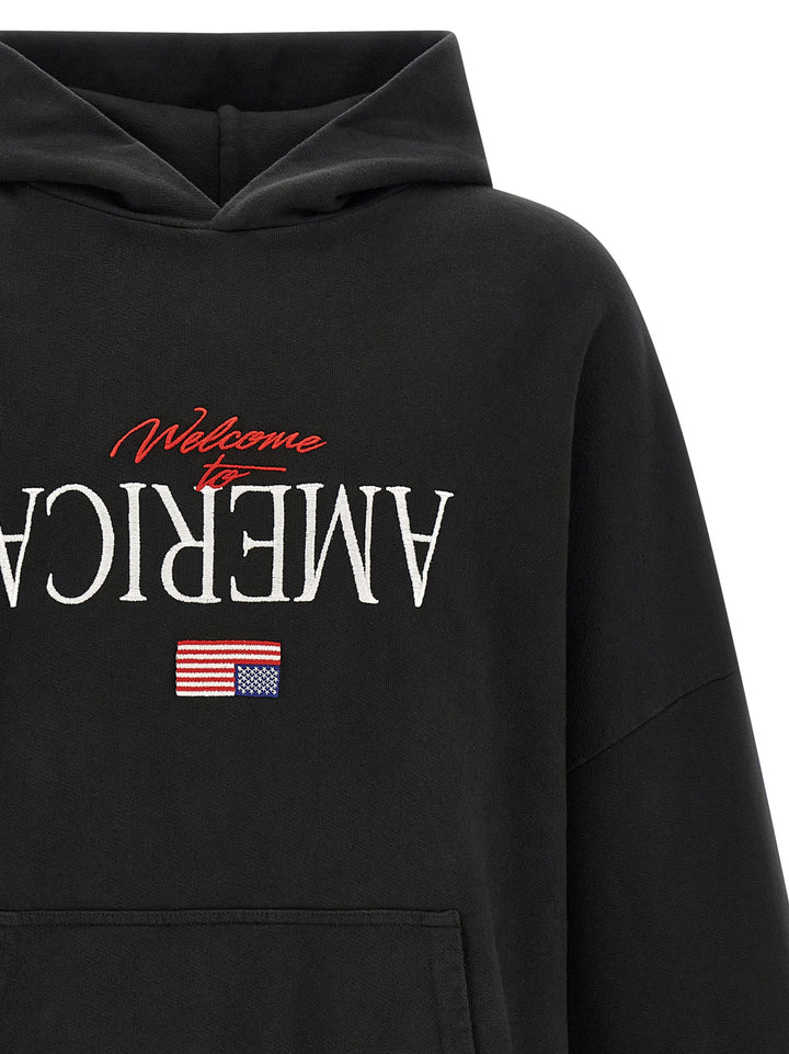 Willy Chavarria Welcome To America-Hooligan Felpe - Nero | d0b21930cdb7d597053e17c120db7b2b6db2b156