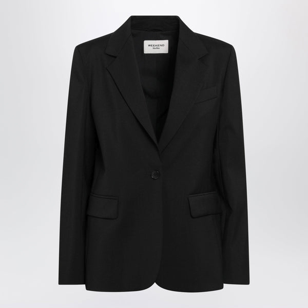 Black Single-Breasted Blazer In Stretch Wool