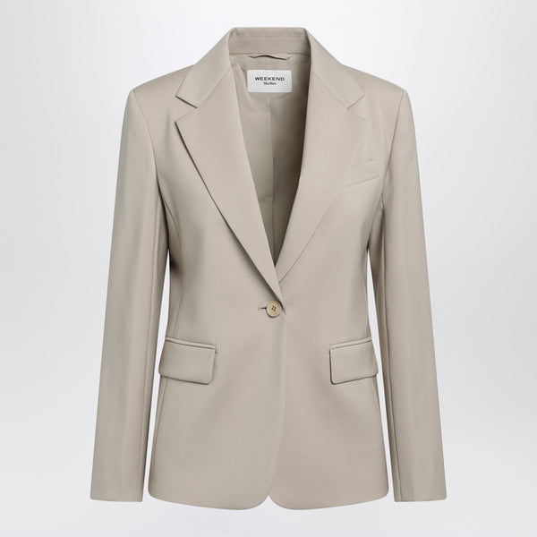 Beige Single-Breasted Jacket In Wool