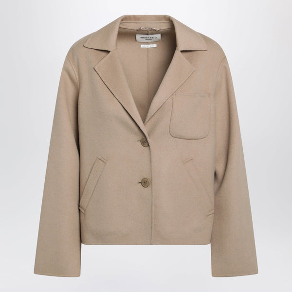 Camel Wool Crop Jacket