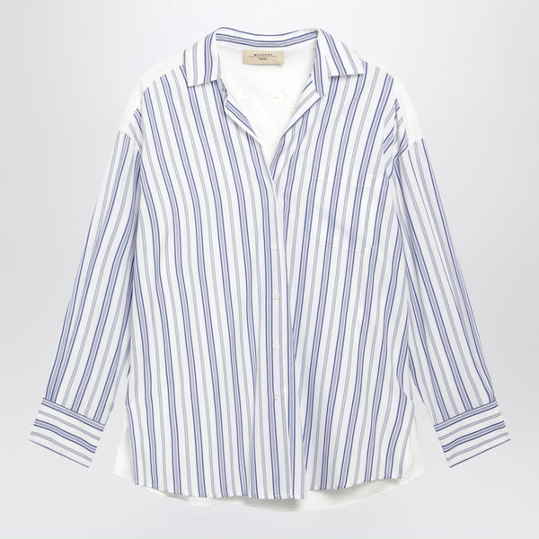 White/Blue Striped Shirt With Sangallo Insert