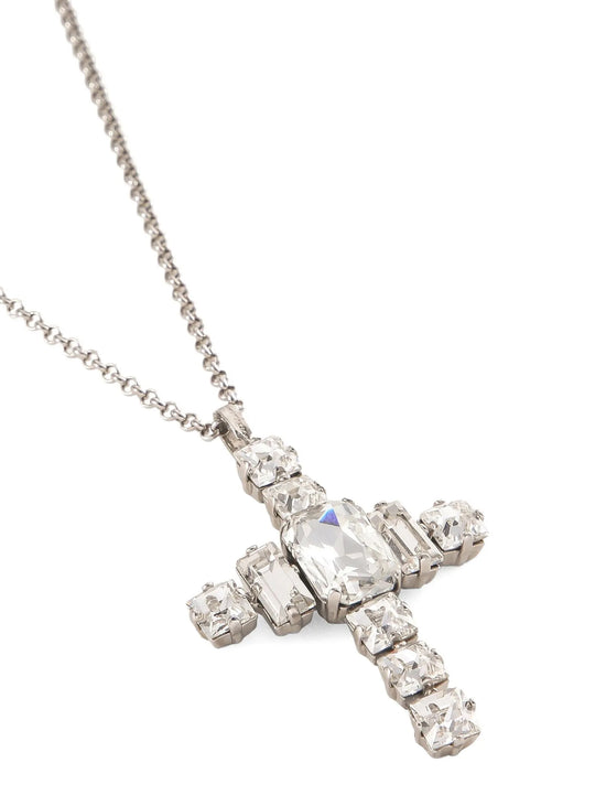 Rhinestone Cross Necklace Gioielli Silver