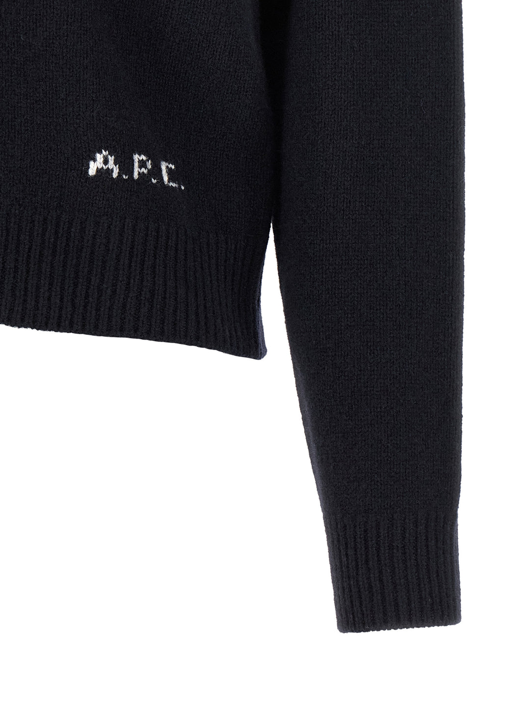 A.P.C. Lila' Wool Cardigan With Logo Intarsia Maglioni - Blu | 06a3b3a7ffd6e69c0f52dc72fd1a0837c016fb9b