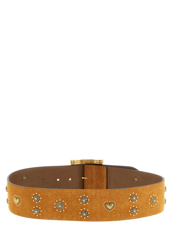 Etro Suede Studded Belt Cinture - Marrone | 8d662dc2880e4c258575a27fe4fa319d31fcee1e