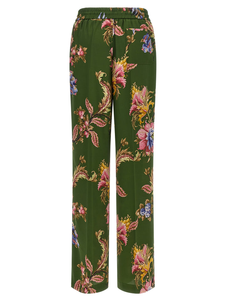 Etro Floral Print Trousers Pantaloni - Verde | e6265f1e33c95fbff07e72d9733f901f422af77b