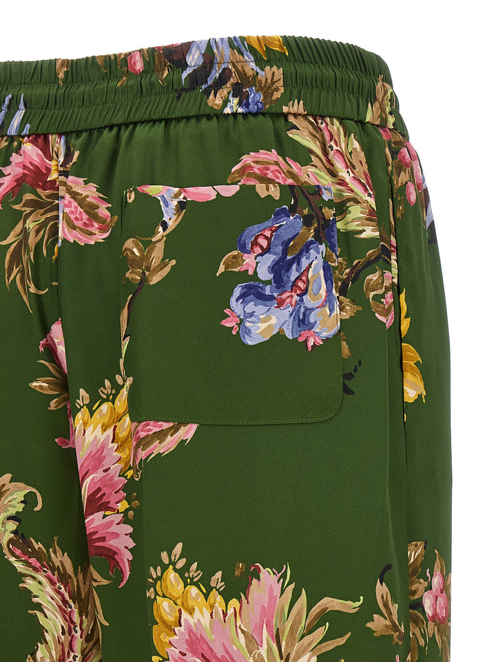 Etro Floral Print Trousers Pantaloni - Verde | b1e13e5fcbdb6bedf7ab49cc28b139d93494578c