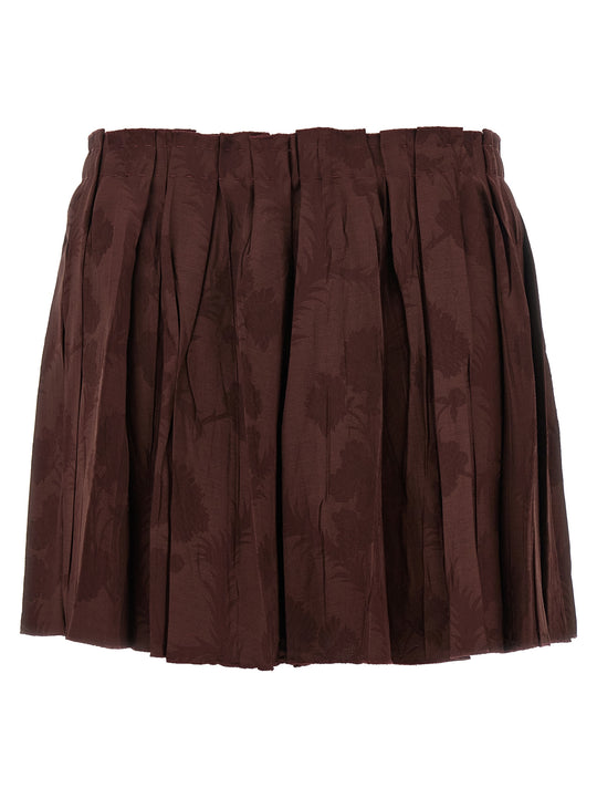 Jacquard Floral Patterned Skirt Gonne Bordeaux
