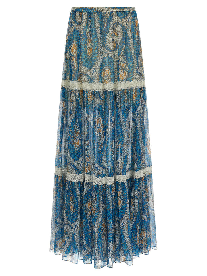Etro Lace Insert Skirt Gonne - Celeste | 5f3bbed3594da6fe703d311ef35715502886e374