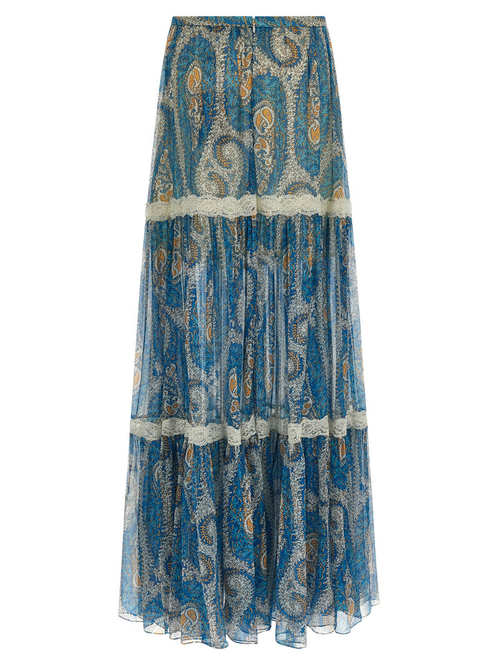 Etro Lace Insert Skirt Gonne - Celeste | 72240ad5678aa8e9857323b65898a331ce72c9bb