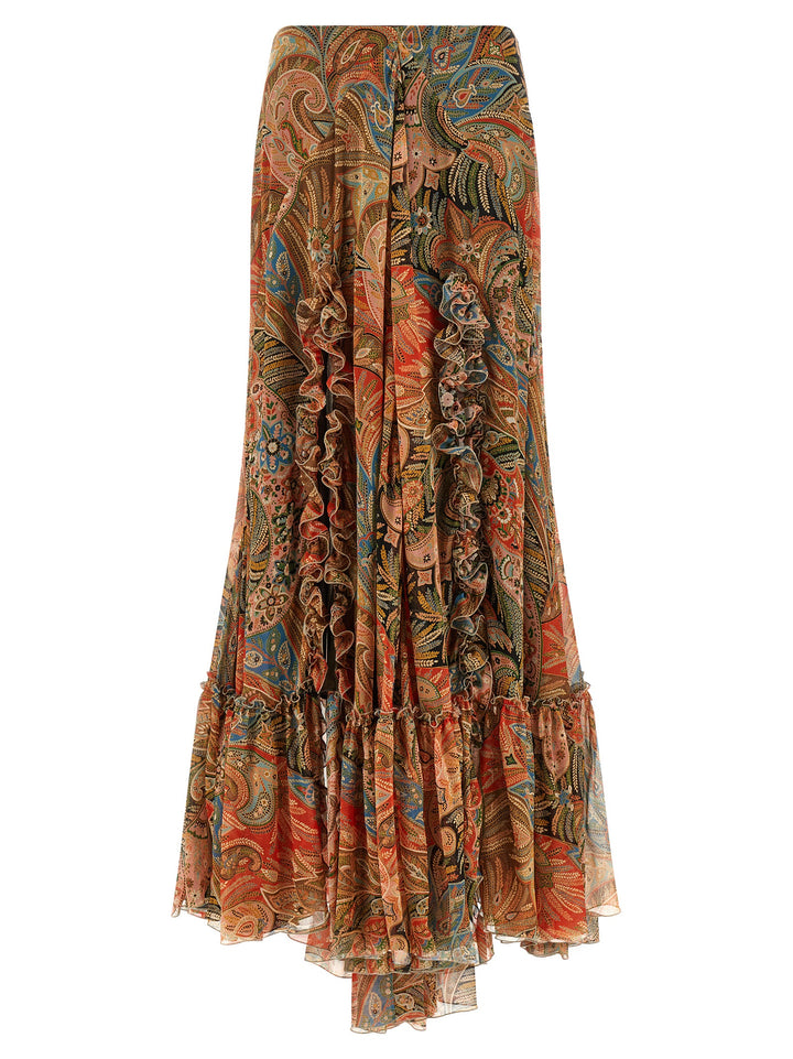 Etro Paisley Foliage Skirt Gonne - Arancione | bc7ab6c136feb8c37d9bdfd28ee8bcd469cd6e14