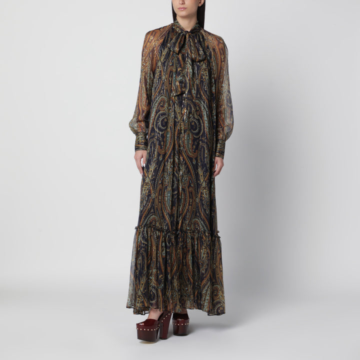 Etro Vestido Largo Con Estampado Paisley Multicolor