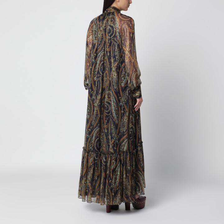Etro Vestido Largo Con Estampado Paisley Multicolor