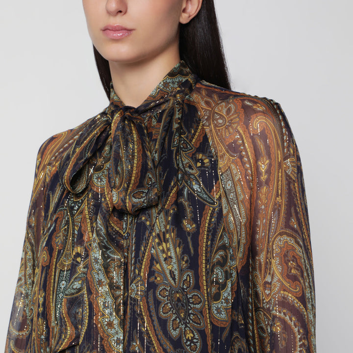 Etro Vestido Largo Con Estampado Paisley Multicolor