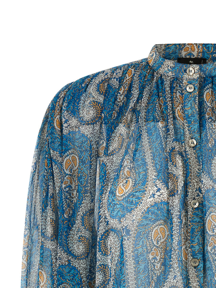 Etro Silk Shirt Camicie - Celeste | dc3c75e3314808ee79ceeeb6ac176c4be00b0ab0