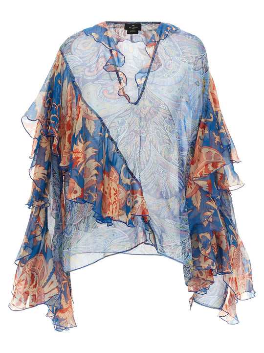 Chiffon Blouse Camicie Celeste