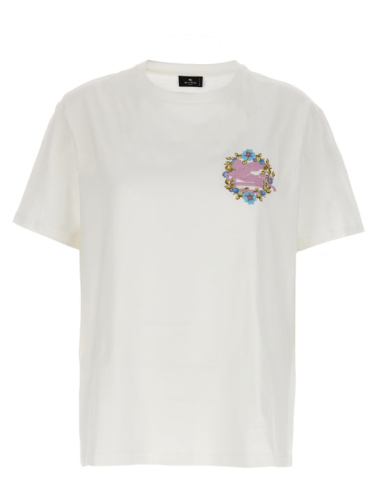 Logo Embroidery T Shirt Bianco