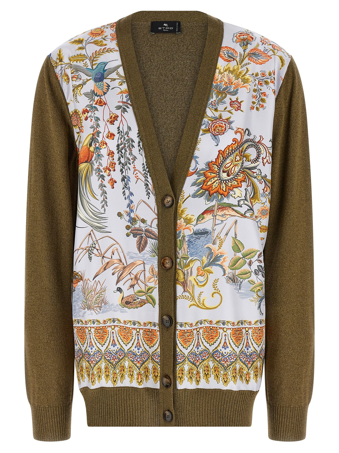 Etro Paisley Silk Insert Cardigan Maglioni - Verde | 3474efc5d4246904b6d3cc882c83b01bb7b614e8