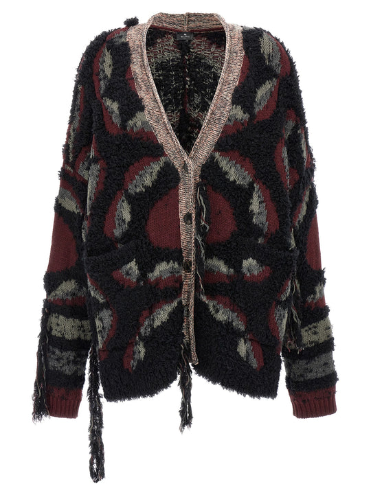 Fringed Oversized Cardigan Maglioni Multicolor