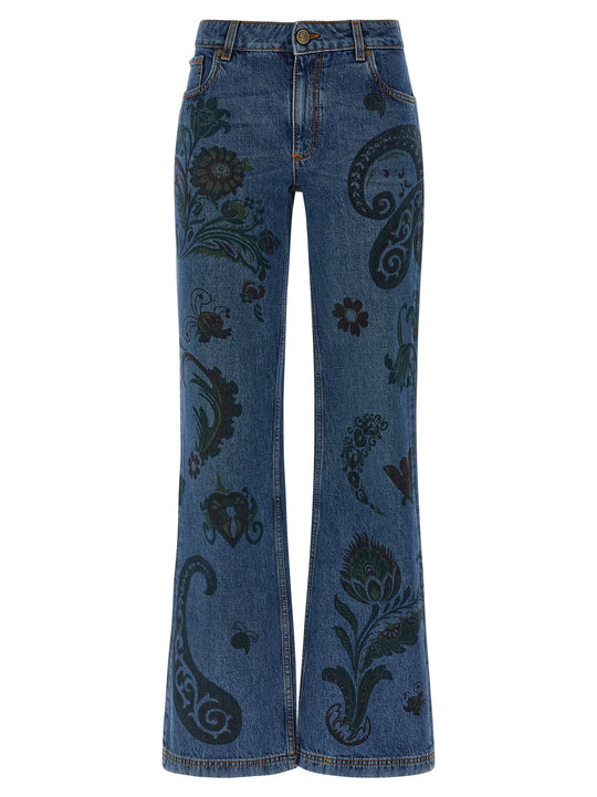 Paisley Print Jeans Multicolor