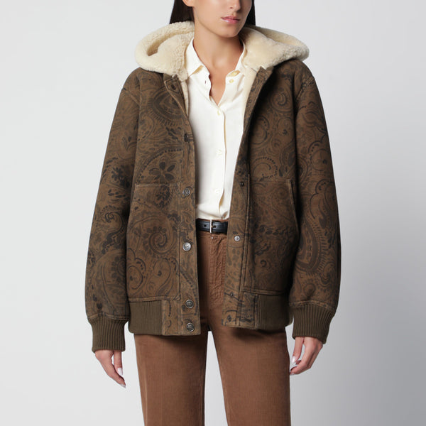 Leather Jacket With Paisley Print