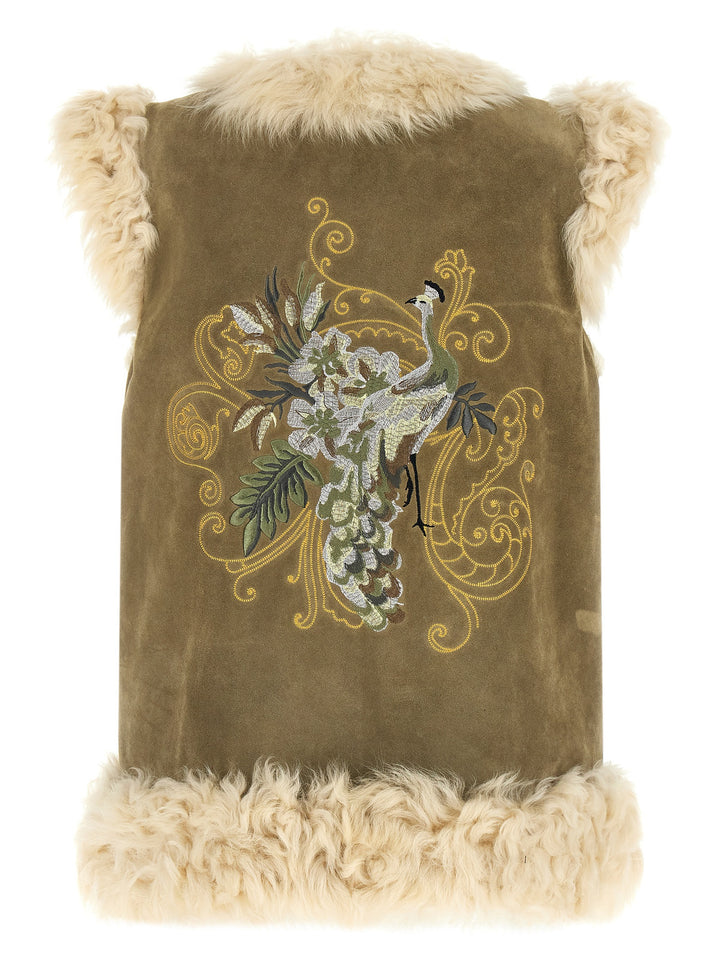 Etro Peacock Embroidery Vest Pellicce - Beige | 82722ae537df2fe8719c60d6656a5e597854f270