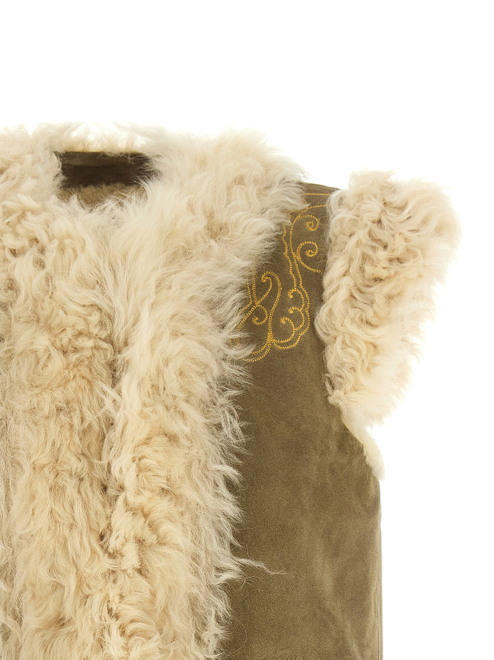 Etro Peacock Embroidery Vest Pellicce - Beige | 02f7fc4eefb926055b2af632f6977a829cf73507