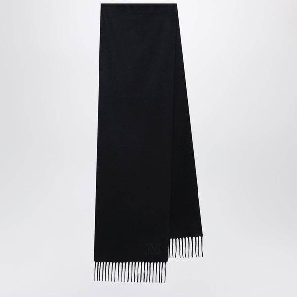 Cashmere Stole With Monogram Embroidery In Black